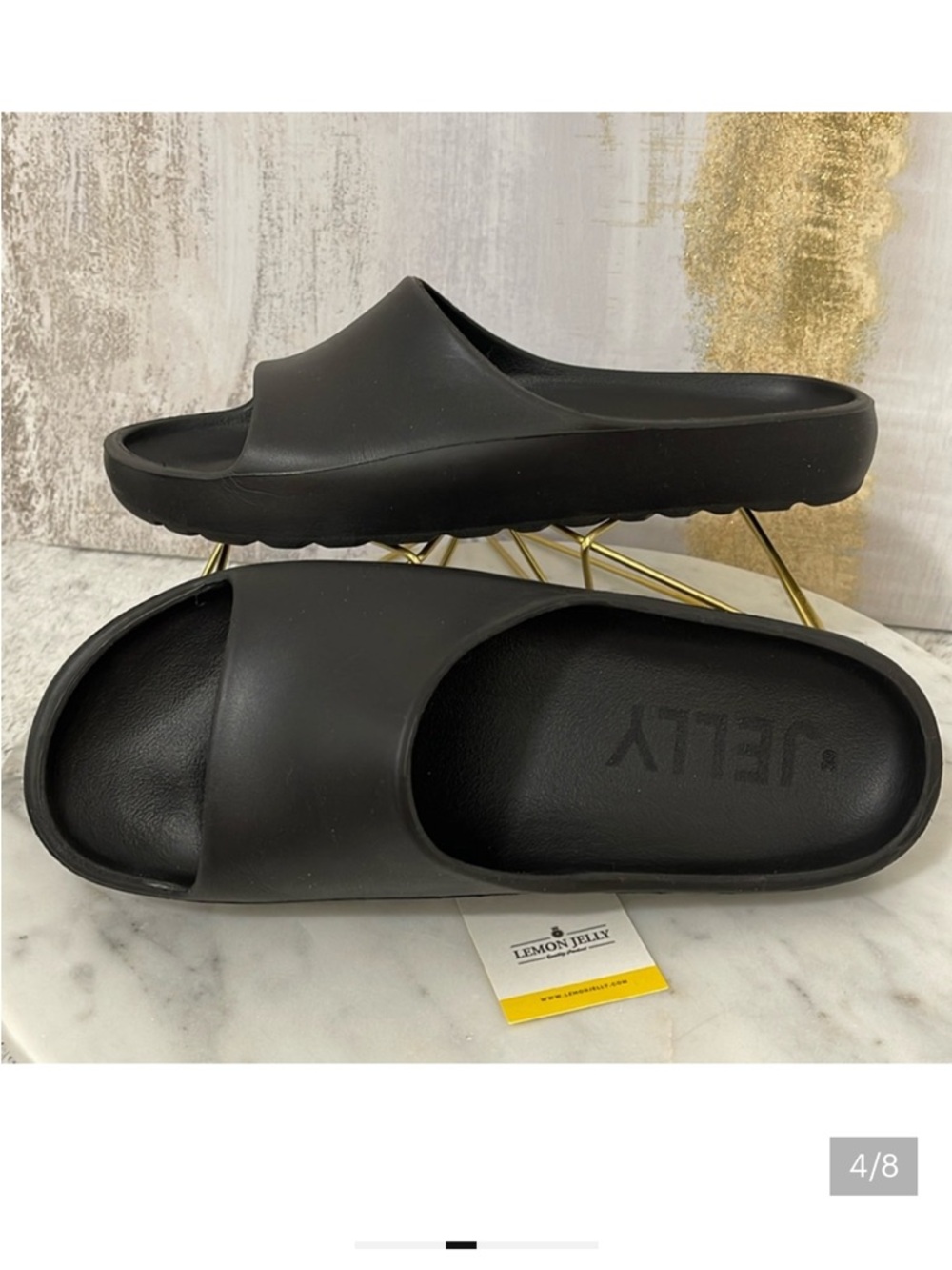 lemon Jelly Azalea Black Slide Sandals NIB